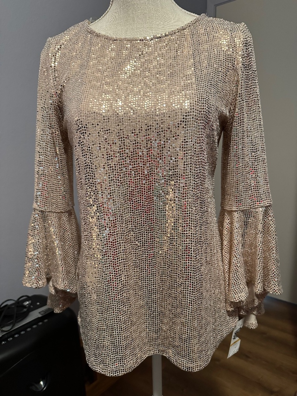MSK Gold Sequined Blouse - NWT